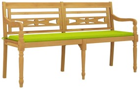 Banco Batavia c/ almofadão verde brilhante 150 cm teca maciça