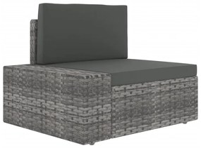 7 pcs conjunto lounge de jardim c/ almofadões vime PE cinzento