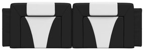 Almofadão de cabeceira 160 cm couro artificial preto e branco
