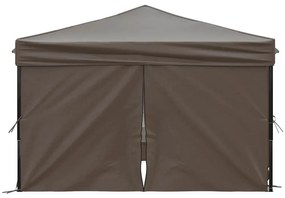 Tenda festas dobrável paredes laterais 3x3 m cinza-acastanhado
