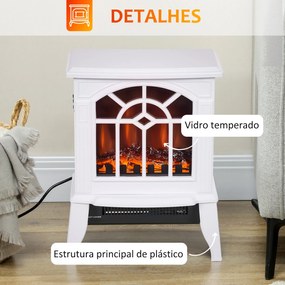 HOMCOM Lareira Elétrica Portátil 1000/2000W com Simulação de Chama Rea