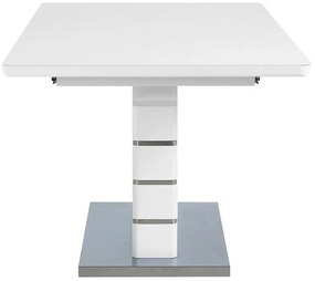 Mesa de jantar com base em aço inoxidável 180/220 x 90 cm branca e prateada HAMLER Beliani