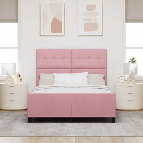 Cama de Veludo Rosa vidaXL 140x190 cm