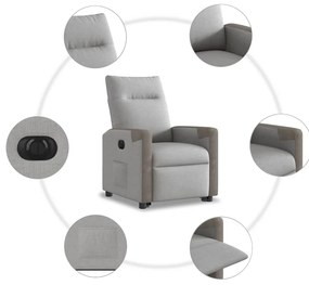 Poltrona reclinável elevatória elétrica tecido cinzento-nublado