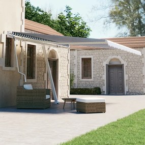 vidaXL Toldo automático independente 450x300 cm azul e branco