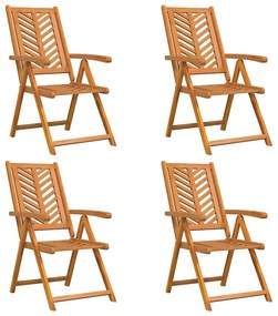 Cadeiras de Jardim Reclináveis 4 pcs Madeira Sólida de Acácia