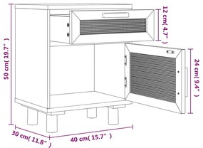 Mesa de cabeceira pinho maciço e vime natural castanho