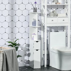 Coluna Casa de Banho com 2 Portas e 2 Prateleiras Armário Alto para Casa de Banho Estilo Moderno 15,2x29,8x118cm Branco