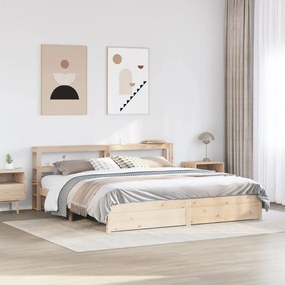 Estrutura de cama com cabeceira 200x200 cm pinho maciço