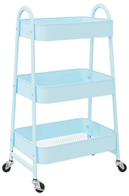 Carrinho de arrumação 3 camadas 42x41,5x77 cm aço azul