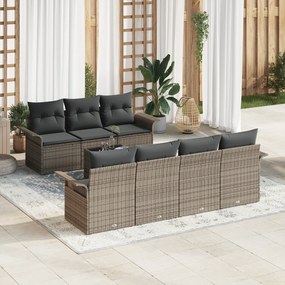 Conjunto de Sofás de Jardim de 8 Peças com Almofadas Cinzas de Polirat