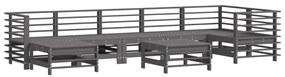 8 pcs conjunto lounge jardim c/ almofadões madeira maciça cinza
