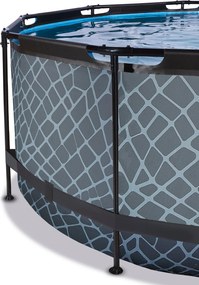 Piscina redonda Stone ø360x122cm com bomba de filtro de areia - cinzenta