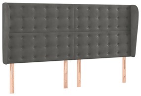 Cama box spring c/ colchão/LED 160x200cm veludo cinzento-escuro