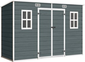 Outsunny Abrigo para ferramentas 3,2 m², Caseta de jardim com telhado inclinado, 303x123x197cm com janela Porta trancável Abertura de ventilação Piso | Aosom Portugal