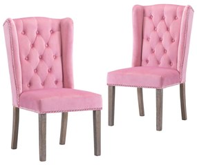 vidaXL Cadeiras de jantar 2 pcs veludo rosa