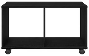 Mesa de Apoio vidaXL com Rodas Preto Carvalho 72x33x42,5 cm Madeira En