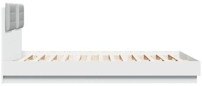 Estrutura de cama com cabeceira e luzes LED 120x200 cm branco