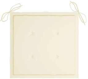Cadeiras de jardim c/ almofadões creme 8 pcs teca maciça