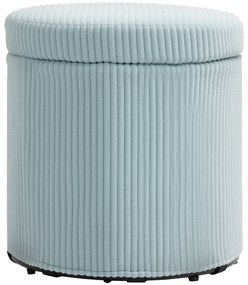 HOMCOM Puff de Arrumação Baú de Arrumação Redondo Estofado em Veludo Cotelê Tampa Removível Ø40x41 cm Azul Claro
