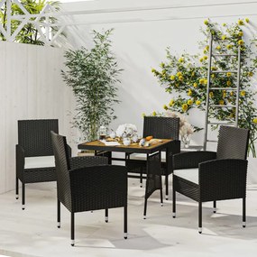 vidaXL 5 pcs conjunto de jantar para jardim vime PE preto