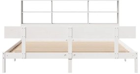 Cama com estante sem colchão 180x200 cm pinho maciço branco