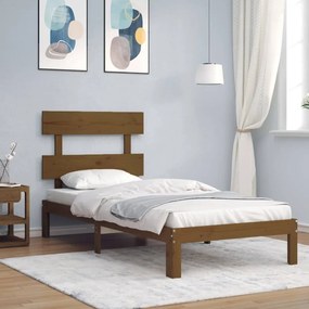 vidaXL Estrutura cama solteiro c/cabeceira madeira maciça castanho-mel