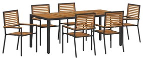Conjunto de Jantar de 7 Peças para Jardim vidaXL em Rattan Poliéster P