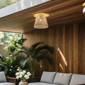 Plafon de exterior Japandi com corda bege IP54 - Jayla