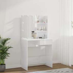 Toucador com LEDs 74,5x40x141 cm branco brilhante