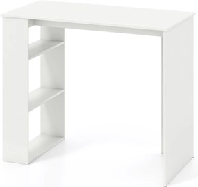 Secretária de estudo para computador90 x 45 x 75 cm  com estante integrada para escritório em casa e espaços pequenos Branco