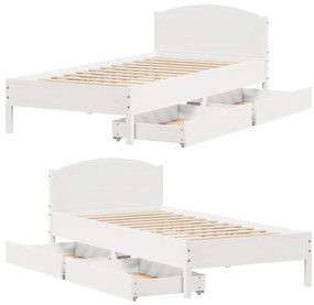 Cama sem colchão 100x200 cm madeira de pinho maciça branco