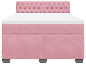 Cama com molas/colchão 140x200 cm veludo rosa-escuro