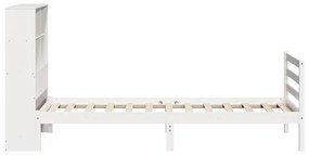 Cama com estante sem colchão 90x200 cm pinho maciço branco