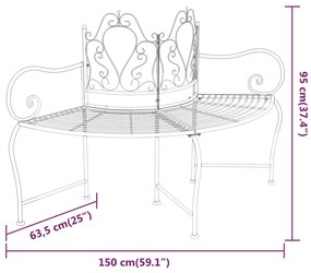 Banco para árvore 150 cm aço preto