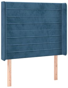 Cama box spring c/ colchão/LED 100x200 cm veludo azul-escuro