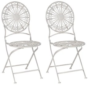 Conjunto de 2 cadeiras de jardim em metal branco SCAFA Beliani