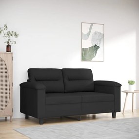 Sofá de 2 lugares 120 cm tecido de microfibra preto