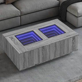 vidaXL Mesa de centro luzes LED Infinity 116x69x40 cm cinzento sonoma