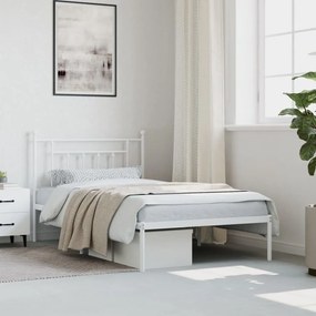 Estrutura de cama com cabeceira 100x200 cm metal branco