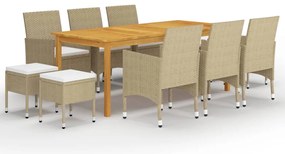 11 pcs conjunto de jantar para jardim bege