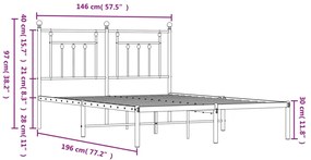 Estrutura de cama com cabeceira 140x190 cm metal branco