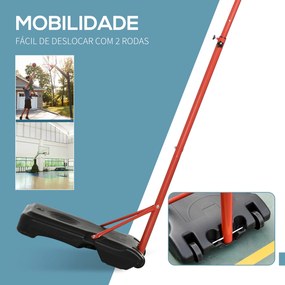 Cesto de Basquetebol com Altura Ajustável 193,5-248,5 cm Rodas e Base Recarregável para Adolescentes e Adultos Vermelho e Preto