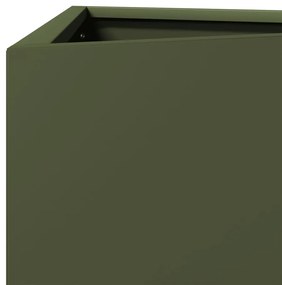Vaso/floreira jardim triangular 40x34,5x70cm aço verde-azeitona