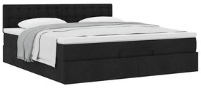 Estrutura de cama otomana com colchão 180x200 cm tecido preto