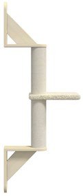 Árvore de parede para gatos c/ poste arranhador 85,5 cm creme