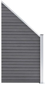 Painel vedação WPC 2 quadrados + 1 inclinado 446x186cm cinzento