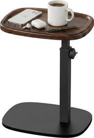 Mesa de apoio com altura ajustável, mesa auxiliar em forma de C, 30 x 40 x 69 cm cor nogueira-preto