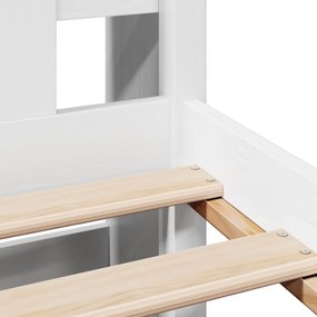 Cama com estante sem colchão 200x200 cm pinho maciço branco