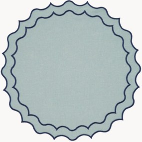 Individual de mesa redondo com bordado Navy